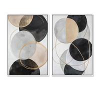 Gilded Urban Orbits 2 Panel Set Canvas Print Boho Wall Art by Art Remedy, White Frame, 16 x 24