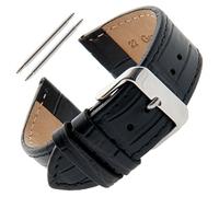 Gilden Gents 16-30mm Gator-Grain Black Watch Strap F30 (22 millimeter end width, extra long, Black)