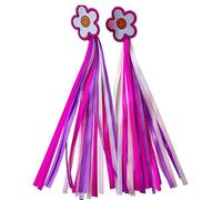 Gilen 2 Pcs Kid's Rainbow Bike Streamers, 1 Pair Bicycle Handlebar Streamers Colorful Ribbons Tassel For Girls Boys, Carrier Accessories Easy Attach To Scooter's/bike's Handlebars (Flowers)
