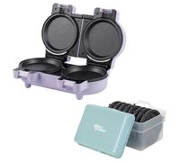 Giles & Posner Double Waffle Maker & Storage Box - 1100W Dual Snack Maker with Removable Non-Stick Plates, Includes 4 Waffle & 4 Snack Plates, Easy to Clean, Durable Container for up to 8 Plates