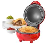 Giles & Posner EK4914 Mini Pie Maker - Deep-Fill Pie Machine, Non-Stick 12.5cm Plate, 3 Minute Preheat, Built-in Crimping Edge, Bake Traditional British Pies, 2.6cm Depth, Cool Touch Handles, Red