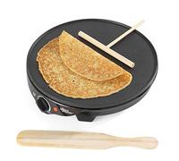 Giles & Posner Electric Pancake Maker - Traditional French Crepes & Galettes, Large 30cm/12" Non-Stick Hot Plate, Adjustable Temperature Control, Includes Wooden Spreader & Spatula, 1300W