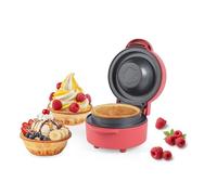 Giles & Posner Funfair Waffle Bowl Maker, 550 W Mini Waffle Maker, PFAS-Free Non-Stick Plates, Automatic Temperature Control, Compact Fun Cooking Appliance, Matt Red
