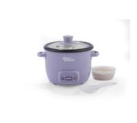 Giles & Posner Sorbet 0.4L Rice Cooker - PFAS-Free Inner Pot, Glass Lid, Cook and Keep Warm Functions, Measuring Cup & Rice Spoon Included, Ideal for Curries, Chillies, Sushi, 250W, Purple