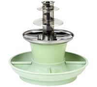 Giles & Posner Mini Chocolate Fountain - Electric 3 -Tier Machine with Hot Melting Pot Base, Auto Switch-Off, 0°C to 50°C, Party Dip & Share, Strawberries/Fruit, Detachable Food Trays, 25W, Green