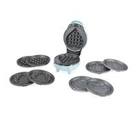 Giles & Posner Sorbet Gloss Mini Waffle Maker, 5 Removable Plates | Non-Stick Coating, Cool-Touch Housing, Easy-Clean Removable Plates, Classic And Seasonal Designs, Pastel Blue Finish