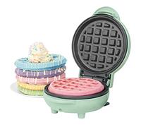 Giles & Posner EK4214GSGR Mini Waffle Maker - Non-Stick Waffle Iron Machine, for Belgian & American Style Waffles, Sweet/Savoury Snacks Desserts, Compact, 11.5 cm Round Cooking Plate, Pastel Green