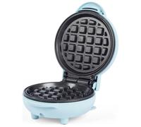 Giles & Posner Mini Waffle Maker - PFAS-Free Non-Stick Waffle Iron Machine, Belgian & American Style Waffles, Sweet/Savoury Snacks Desserts, Compact, 11.5 cm Round Cooking Plate, Matt Blue