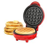 Giles & Posner® EK4214G Mini Waffle Maker, Non-Stick Electric Waffle Machine, 550 W, Compact Snack Maker, Fun Cooking with Power/Ready Indicator Lights, Red