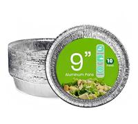 GilesEdward 10 Pack Round Aluminium Foil Containers - 9 Inch 23cm Disposable Tin Foil Trays for Baking Roasting & Cooking - Heavy Duty Oven & Freezer Safe Flan Cases, Pie Dishes (10 Without Lids)