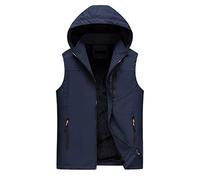 Gilet Body Warmers Sleeveless Warmer Gilet Men's Winter Vest With Hood Outdoor Padded Outerwear Gilets(Blue,4XL)