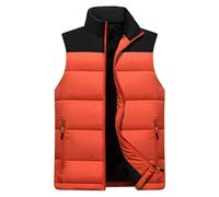 Gilet for Men Puffer Padded Quilted Gilets Thickend Stand Collar Windproof Vest Color-Blocked Down Vests Compressible Warm Sleeveless Jacket Casual Fashion Outerwear Waistcoats