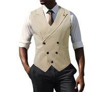 Gilet For Men Suit Vests For Men Uk Double Breasted V Shaped Suit Collar Vest Slim Fit Work Business Dinner Wedding Dress Waistcoat Fashionable Solid Colour Formal Waistcoats Simplicity