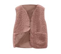 Gilet for Women, Button Down Sleeveless Teddy Jacket Solid Wool V Neck Vest Ladies Winter Warm Fuzzy Tops Coat Soft Polar Fleece Gilet with Pockets Plus Size Short Fit Velvet Waistcoat S-XXL
