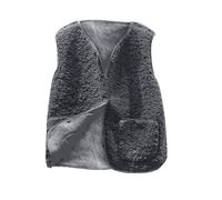 Gilet for Women, Solid Wool V Neck Vest Button Down Sleeveless Teddy Jacket Ladies Soft Polar Fleece Gilet with Pockets Plus Size Short Fit Velvet Waistcoat Winter Warm Fuzzy Tops Coat S-XXL