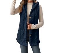 Gilet For Women UK Fleece Sleeveless Button Down Hooded Waistcoat With Pockets Autumn Winter Solid Color Lightweight Soft Thermal Vests Warm Comfortable Fuzzy Ladies Jackets Cardigan Outerwear