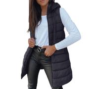 Gilet for Women UK Puffer Jackets Longline Warm Gilets Lightweight Cozy Padded Jacket Hoodies Casual Comfy Packable Zipper Waistcoat Transitional Quilted Coats Lined for Autumn Winter