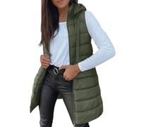 Gilet for Women UK Puffer Jackets Longline Warm Gilets Lightweight Cozy Padded Jacket Hoodies Casual Comfy Packable Zipper Waistcoat Transitional Quilted Coats Lined for Autumn Winter