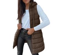 Gilet for Women UK Puffer Jackets Longline Warm Gilets Lightweight Cozy Padded Jacket Hoodies Casual Comfy Packable Zipper Waistcoat Transitional Quilted Coats Lined for Autumn Winter