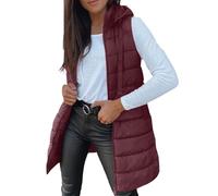 Gilet for Women UK Puffer Jackets Longline Warm Gilets Lightweight Cozy Padded Jacket Hoodies Casual Comfy Packable Zipper Waistcoat Transitional Quilted Coats Lined for Autumn Winter