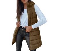 Gilet for Women UK Puffer Jackets Longline Warm Gilets Lightweight Cozy Padded Jacket Hoodies Casual Comfy Packable Zipper Waistcoat Transitional Quilted Coats Lined for Autumn Winter