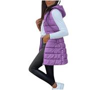 Gilet for Women UK Puffer Jackets Longline Warm Gilets Lightweight Cozy Padded Jacket Hoodies Casual Comfy Packable Zipper Waistcoat Transitional Quilted Coats Lined for Autumn Winter