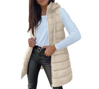 Gilet for Women UK Puffer Jackets Longline Warm Gilets Lightweight Cozy Padded Jacket Hoodies Casual Comfy Packable Zipper Waistcoat Transitional Quilted Coats Lined for Autumn Winter
