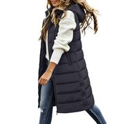 Gilet For Women UK Sleeveless Puffer Jackets Longline Winter Coats Gilets | Lightweight Warm Comfy Quilted Jacket With Hood Padded Parka Coat Casual Waterproof Zipper Waistcoat Hoodies With Pockets