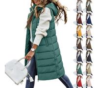Gilet For Women UK Sleeveless Puffer Jackets Longline Winter Coats Gilets | Lightweight Warm Comfy Quilted Jacket With Hood Padded Parka Coat Casual Waterproof Zipper Waistcoat Hoodies With Pockets