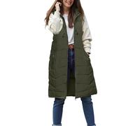 Gilet for Women UK with Hood Sleeveless Quilted Long Body Warmers Padded Fleece Zip Up Outdoor Ladies Vest Solid Color Jacket for Winter (XL)