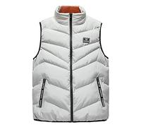 Gilet Mens Standing Collar Sleeveless Coat Padded Down Vest Jacket Grey M