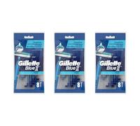 Gilette BlueII Plus Disposable Razor for Men, 8 Blades, Pack of 3