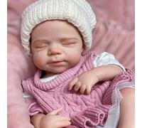 Gileutay 40cm Full Solid Silicone Reborn Dolls Lifelike Reborn Baby Doll Girl Realistic Sleeping Newborn Babies Washable Hand Painted Doll for Toddler