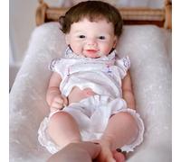 Gileutay 44cm Flexible Full Solid Silicone Reborn Doll with Rooted Hair Girl Lifelike Baby Doll That Look Real Newborn Babies Handmade Toy for Toddler