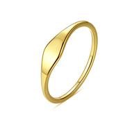 Gilieyer 14K Gold Filled Ring for Women, Stackable Arc Slim Signet Rings Thin Plain Knuckle Statement Rings Pointer Finger Ring Minimalist Band Comfort Fit Size 6 to 9 (6)