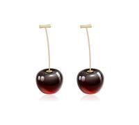 GILIEYER Red Cherry Earrings for Women, Creative Cherry Sweet Fruit Earrings 3D Cherry Drop Dangle Earrings Cute Earrings Cherry Jewelry for Women (Deep Red)