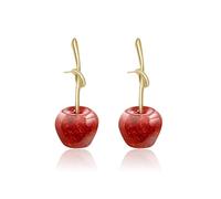 GILIEYER Red Cherry Earrings for Women, Creative Cherry Sweet Fruit Earrings 3D Cherry Drop Dangle Earrings Cute Earrings Cherry Jewelry for Women (Red Knot)
