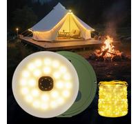 Giliwosy Camping String Lights, 10M Retractable Camping String Lights with 5 Lighting Modes + Timing Function 2-in-1 Outdoor Fairy Light 2600mAh Tent Light Rechargeable for Garden Yard Party Festival