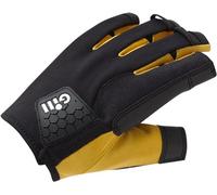 Gill Pro Sailing Gloves - Short Finger with 3/4 Length Fingers for Boating, Dinghy, SUP, Kayaking or Windsurfing (Black, XXL)