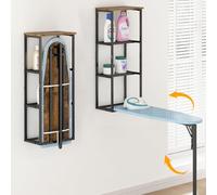 GILLAS Wall-Mounted Iron Board with 3 Storage, Ironing Board Full Size, Tabletop Ironing Stand, Iron Table for Home, Apartment, Rustic Brown