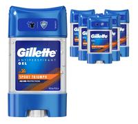 Gillette Antiperspirant Clear Gel Deodorant For Men, 48-Hour Invisible Sweat and Odour Protection, Pack of 6, 420 ML (6 X 70 ML), Sport Triumph
