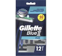 Gillette Blue II Plus Disposable Razors x 12 with Water-Activated Lubricating Strip for More Gliding, Two Ultra-Sharp Platinum Coated Blades for 5 Soft Close Shaves