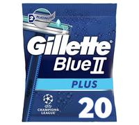 Gillette Blue II Plus Disposable Razors x 20 with Lubricating Strip and Two Ultra-Sharp Blades for 5 Close-Up Shaves