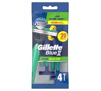 Gillette Blue II Plus Slalom Disposable Razors x4, Two Platinum-Coated Blades, Water-Activated Lubrication Strip, Easy-Grip Handle, Pivoting Head, 5x Close Smooth Shaves