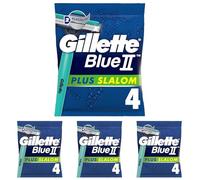 Gillette Blue II Plus Slalom Disposable Razors x4, Two Platinum-Coated Blades, Water-Activated Lubrication Strip, Easy-Grip Handle, Pivoting Head, 5x Close Smooth Shaves (Pack of 4)