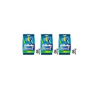 Gillette Blue II Plus Slalom Men's Disposable Razors, 8 razors (Pack of 3)