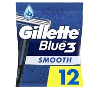Gillette Blue3 Men's Disposable Razors x12, 3-Blades Razor, 40° Pivoting Head, Lubrastrip