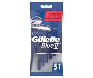 Gillette BlueII Men's Disposable Razors x 5, 2-Blades Razor, Fixed Head