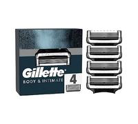 Gillette Intimate Razor Blades Men, 4 Razor Blade Refills with Lubrastrip, Formulated for Pubic Hair, Gentle and Easy to Use, Dermatologist Tested