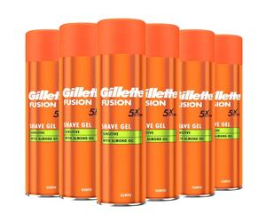 Gillette Fusion 5 Ultra Sensitive Men Shaving Gel Skin Shave Cans Pack 6 x 200ml